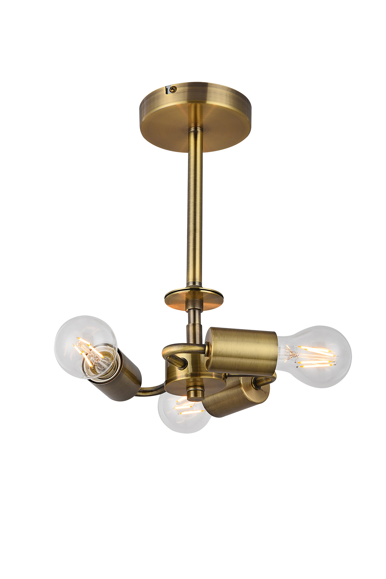 D0337  Baymont Semi Flush 3 Light Antique Brass